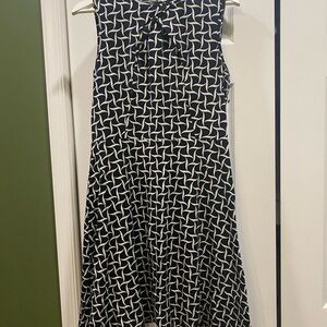 New York & Company Black and Cream Patterned Dress